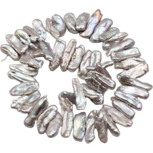 APDGG 1 Strand 8x25mm Natural Gray Biwa Pearl Strands Loose Beads For Necklace Bracelet Jewelry DIY