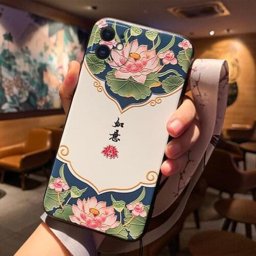 Flower 3D Embossed Phone Case For Samsung S10e S8 9 10 20 21 Ultra Plus Note8 9 10 20 Ultra Soft Back Covers Lanyard Cases