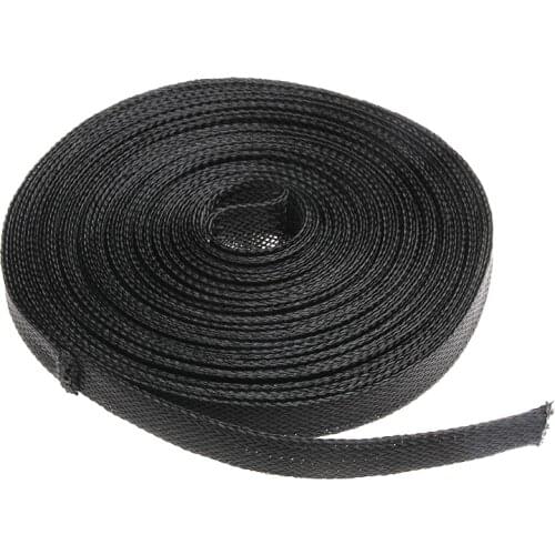 Black Insulation Cable 10M Protection Sleeve Tight Braided PET 12mm Expandable Cable Sleeves Wire Gland Cables