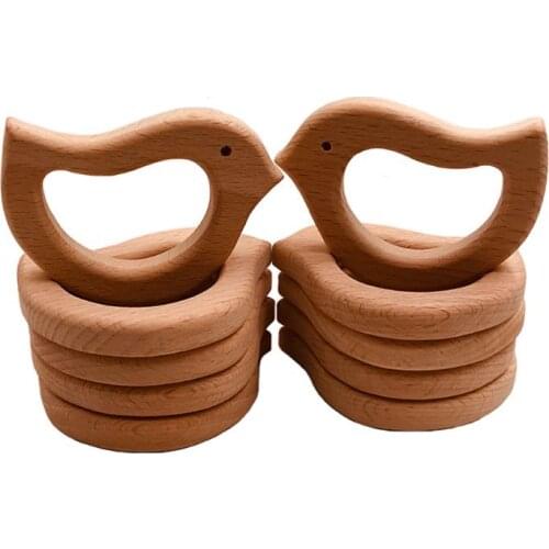 Infant Baby Wood Teether Bird Shape Natrual Wooden Baby Teether Wood Teething Toy Baby Shower Gifts Wholesale