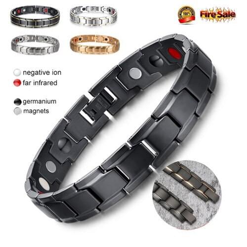 Men´s Solid Therapy Bracelet Stainless Steel Magnetic Therapy Wristband Titanium Steel Elastic Bracelets