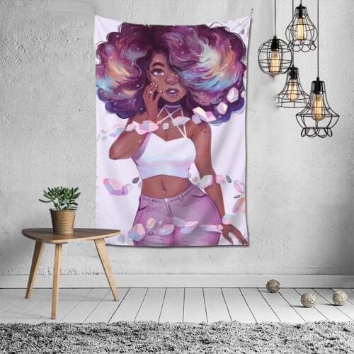 Home Living Room Bedroom School Dorm Decor Art Tapestries African American Sexy Black Girl Women