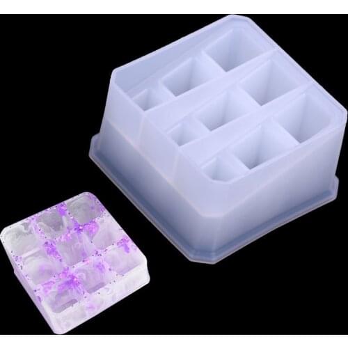 Plaid Lipstick Storage Box Silicone Mold Pendulum Ornaments 19040
