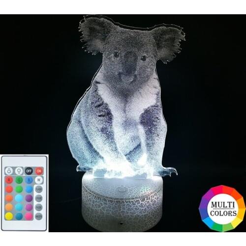 Creative Pet Dog Night Light 3D Koala Led Lamp RGB Illusion Nightlight Colors Change Bluetooth Base Club Party Decor APP Control