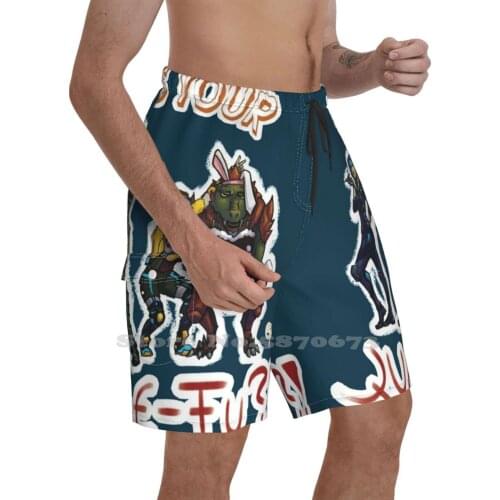 WhoS Your Quake-Fu Champion?! MenS Sports Beach Swimming Shorts Quake Champion Slash Sorlag Galena Fanart Cute Fun Quirky