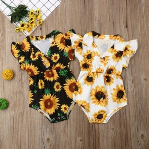 Summer Toddler Baby Girls Clothes Sunflower Jumpsuit Outfits Sunsuit
