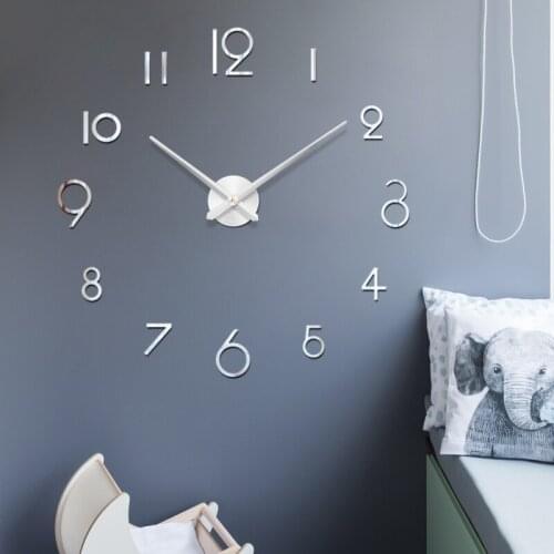 48 Inch Fashion 3D big size wall clock mirror sticker DIY brief living room decor meetting room wall clock diy wall clock sticke