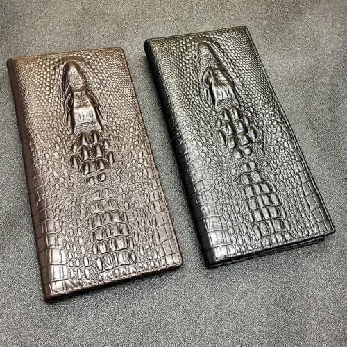 Fashion Genuine Leather Wallets Personalized Mens And Womens Wallet Long Crocodile Cattle Phone Purse Buckle Wallet