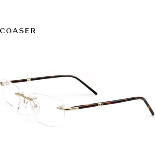 Square Business Rimless Optical Men Glasses Frame Vintage Wide Metal Eyeglasses Women Suit Myopia Prescription Eyewar