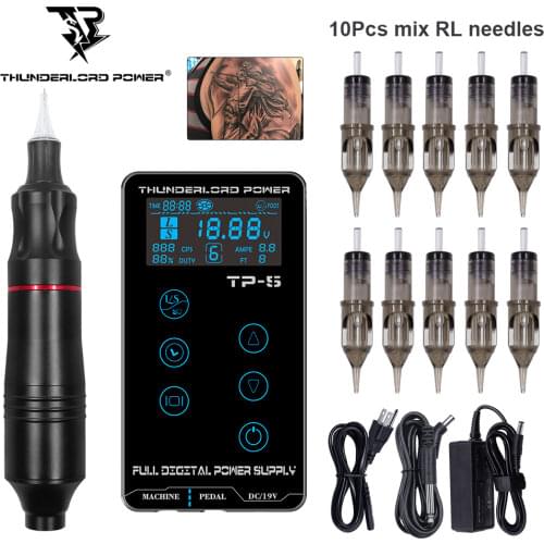 Tattoo Machine Kit Tattoo Power Supply Professional Rotary Pen with Cartridges Needles for Permanent Makeup Eyebrow for Artist