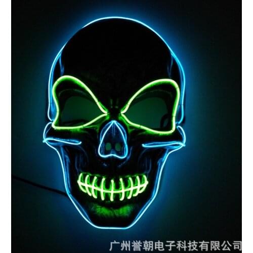 2021 New Halloween Skeleton LED Mask Scary Glow EL-Wire Mask Light Up Cosplay party Masks mischief prank Luminous Mask