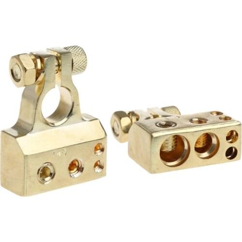 New 2 Pcs Gold Plated Car Battery Terminal Positive Nagative F 0/1 2 4 8 AWG Tool dropshipping