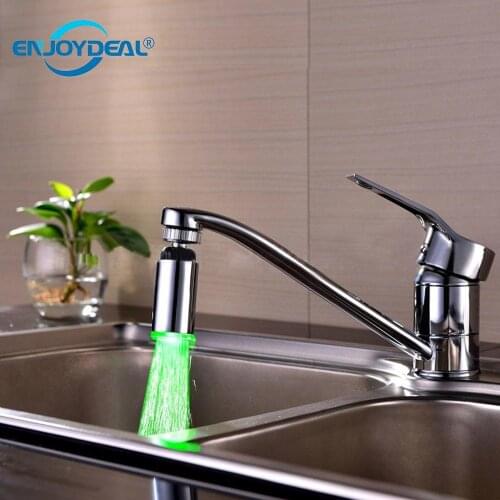 Temperature Control LED Faucet Light 3 Color Extender Water Bathroom Kitchen Faucet Spouts Water Tap Novelty Lighting F5