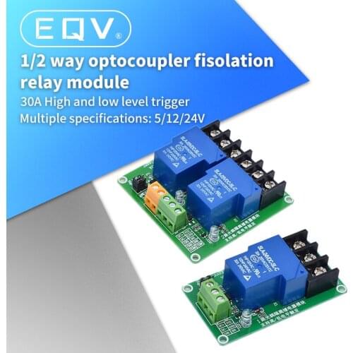ONE TWO 1 2 channel relay module 30A with optocoupler isolation 5V 12V 24V supports high and low Triger trigger