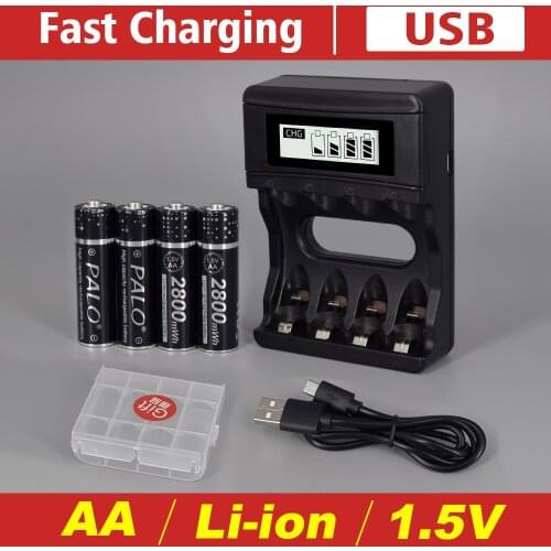 PALO 1.5v AA Rechargeable Lithium ion Batteries 2800mWh AA 1.5V Lithium Polymer Battery Rechargeable AA Battery 1.5v AA Battery