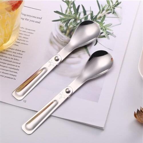 Portable Folding Stainless Steel Soup Spoon Outdoor Camping Hiking Picnic Spoons Tablewares Household Kitchen Table Tools