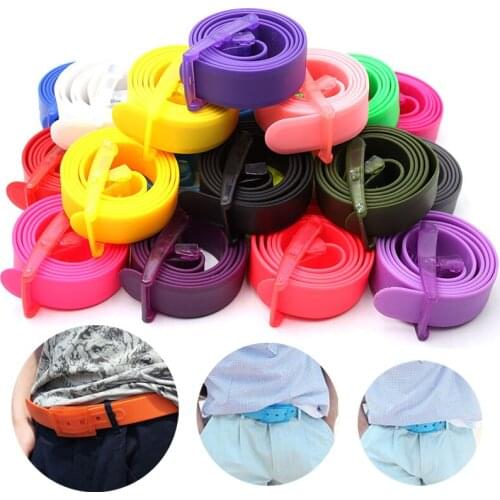 Adjustable Unisex Women Men Silicone Belt Candy Colors Jelly Rubber Plastic Buckle Belts Student Jeans Pants Straps Wristband