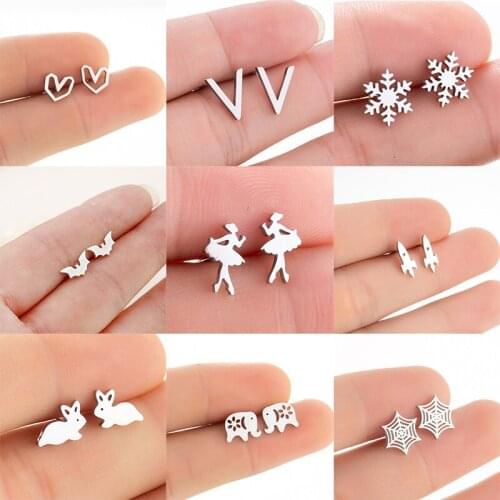 XIYANIKE 316L Stainless Steel Silver Color Ice Cream Heart Animal Stud Earrings 2021 Trendy For Women New Fashion Gift Jewelry