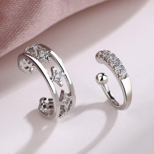 Korean Fashion Earrings for Women Clip on Earrings Double Layer Earings Fake Piercing Jewelry 2021 Wholesale Kolczyki