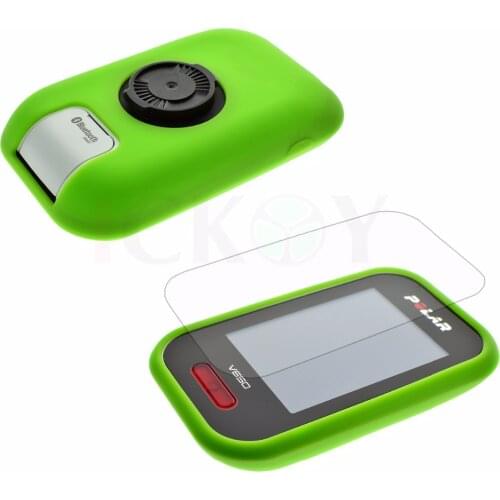 Outdoor Cycling Silicone Rubber Protect Green Case + LCD Screen Film Protector For Polar V650 GPS Accessories