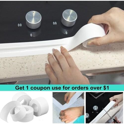 Kitchen Bathroom Shower Sink Bath Sealing Strip Tape PVC Waterproof Self adhesive Wall sticker Corner Door Seam Gap Sealing Tape