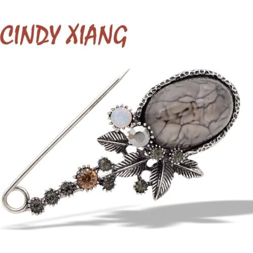 CINDY XIANG New Vintage Big Resin Flower Pin Brooches for Women Elegant Scarf Buckle Coat Corsage Large Fashion Accessories Gift