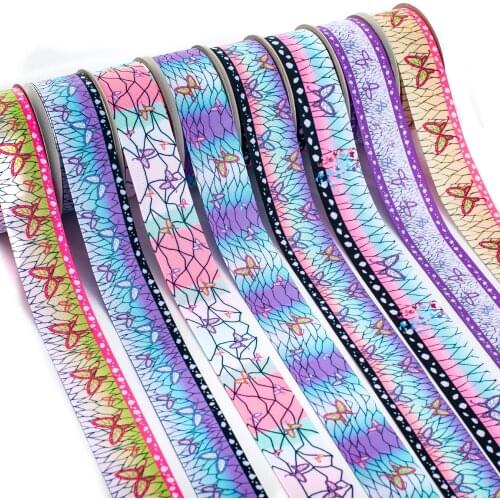Japan Anime Kimetsu No Yaiba Butterfly cartoon Grosgrain/Satin Ribbon Cartoons Printed Ribbon For Crafts Decoration Bow 10Yards