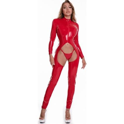 Open Crotch Faux Latex Leather Hot Mature Woman Slutty Whore Dress Sex Roleplay Uniform Dress
