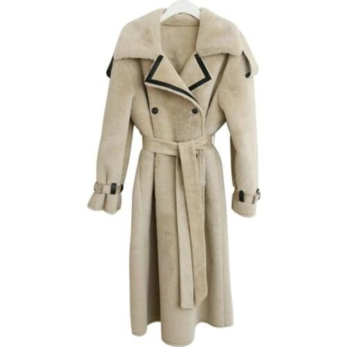 Women Coat Winter Long Sleeve Double Breasted Lamb Shearling Coat Temperament Womens Jacket Winter Long Overcoat 2020 Fur Jacket