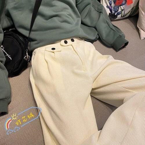 Winter Thickened Corduroy Pants Mens Warm Fashion Retro Wide-leg Pants Men Streetwear Loose Hip-hop Korean Straight Pants Mens