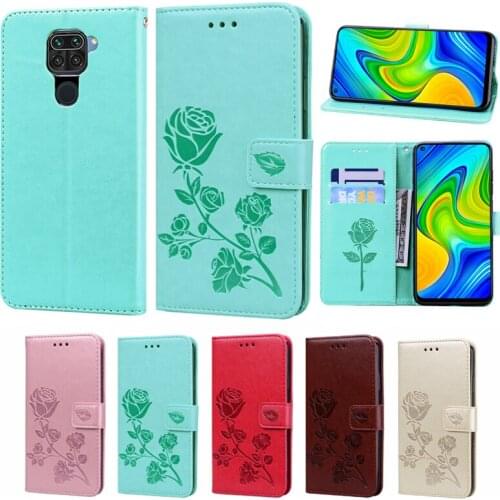 10 X Fashion Rose Flower Flip Case for Xiaomi Redmi Note 9 Funds Mobile Phone Cover Luxury PU Leather Wallet Case Redmi 10X