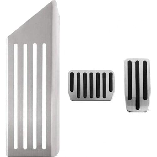 3Pcs Accelerator Pedal Sensitive Non-slip Stainless Steel Silver Color Foot Pedals Pads for Tesla Model 3 2019-2021