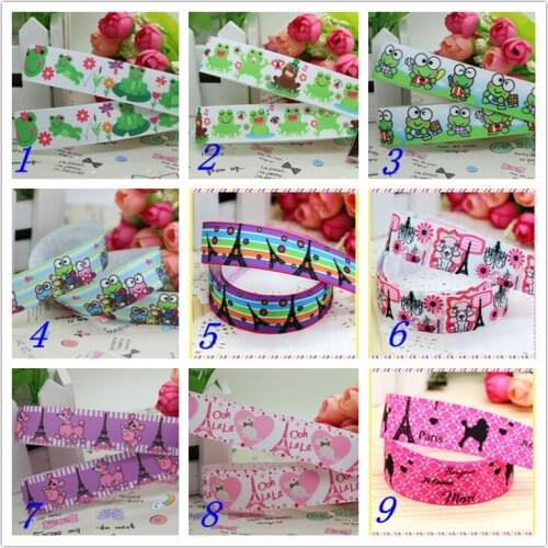 7/8'' Free shipping tower frog printed grosgrain ribbon hairbow headwear party decoration diy wholesale OEM 22mm D390