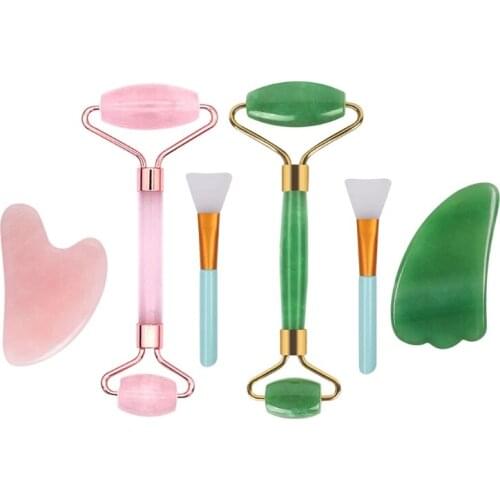 Facial Massager Roller Plate White Jade Stone Massage Eye Face Neck Thin Lift Relax Slimming Tools Double Heads