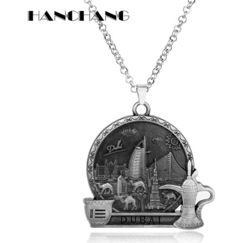 HANCHANG Accessories DUBAI 3D Relief Building Animal Camel Pendants Necklaces Mans Creative Necklace Link Chain Collier