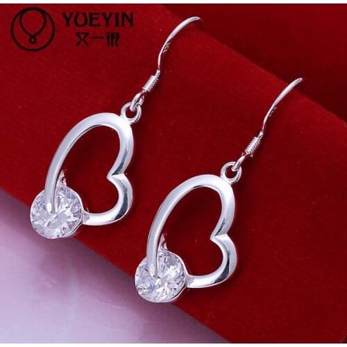 Accessories New Design silver plated jewelry Females earrings Earhook Accessories Trendy Ornaments Heart shape crystal