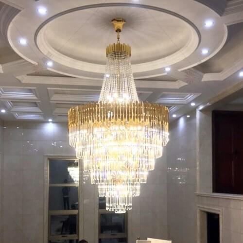 Large Crystal Chandelier In Duplex Building Luxury Hotel Lobby Engineering Villa Living Room Hollow Chandelier