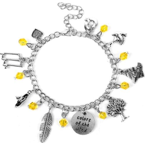 New Design Pocahontas Inspired Bracelets Colors of the Winds Listen With Your Heart Leave Crystal Bracelet for Women