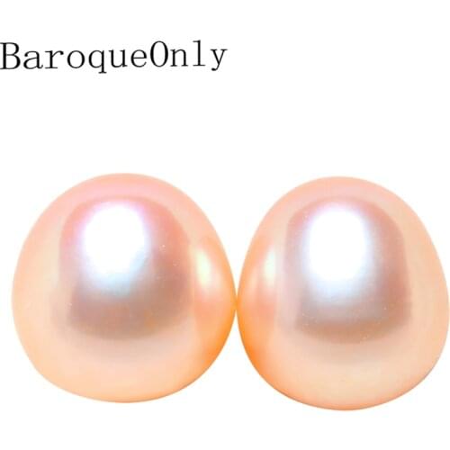 Baroqueonly 5A oval pearl naked beads drop freshwater natural golden orange pink pearl for DIY drop earring jewelry making 9-10m