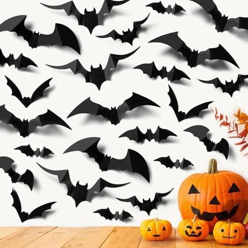 Black 3d Diy Pvc Bat Wall Sticker Wallpapers For Living Room Luxury 3d Diy Paper Craft Party Favors Наклейки На Стену Pegatinas