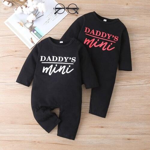 Baby Boys Girls Romper "Daddys Mini" Autumn Long Sleeves Lovely Cotton Jumpsuit Outfits 0-24M Newborn Fall Clothes