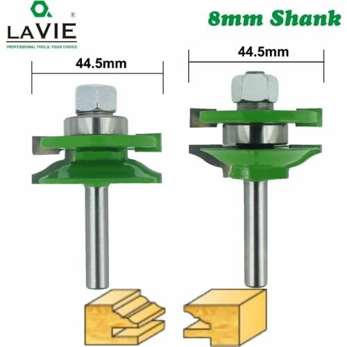 LAVIE MC02027 2pcs 8mm Stile & Rail Set-Ogee Bit Set Tenon Knife Woodworking Cutter Tungsten Carbide Milling Cutters for Wood