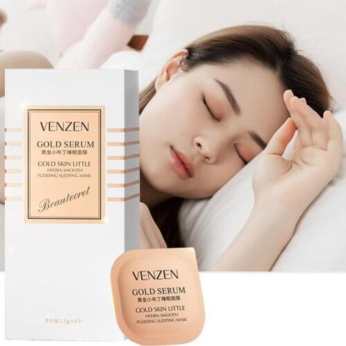 6pcs/BOX Facial Mask Golden Little Pudding Sleeping Mask Moisturizing Refreshing Oil Control Facial Mask Repair Brighten Skin