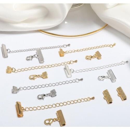 Copper Plated Gold Horse Mouth Clip Ribbon Buckle Extension Chain DIY Handmade Jewelry Neck Bracelet Accessories Material 2pcs