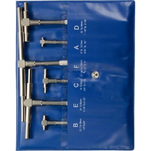 6Pcs Set Telescopic Gauge Set Micrometer Measurement Bore Engineers Kit 8-150mm Hardened Tool Steel Precision Telescoping Gage