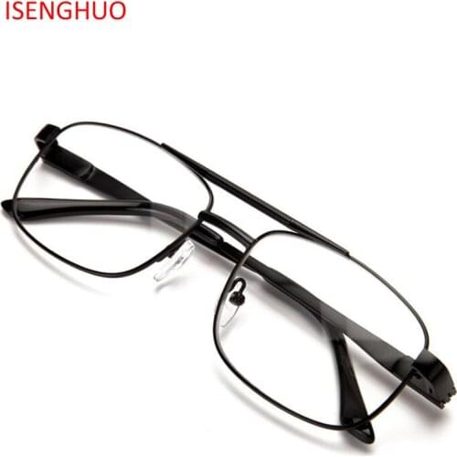 ISENGHUO Durable Metal Oval Classic Reading Glasses with Spring Hinge Men Women Presbyopic Glasses Flexible Diopter Glasses