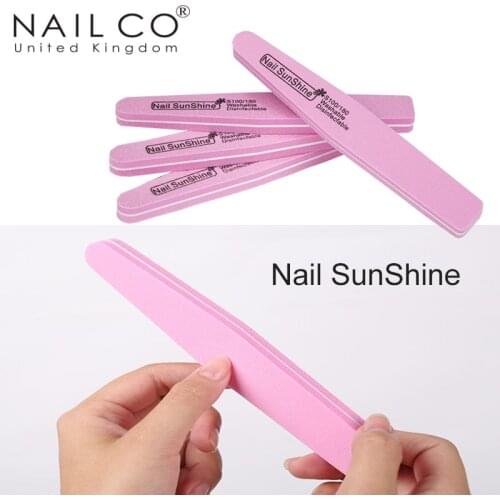 NAILCO Nail Buff Art Pink Sponge Nail File Ongles Materiel Professio Durable Double-sided Rubber Friction Nail Repair Tools