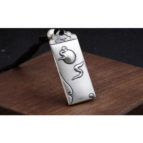 999 Sterling Silver dragon and phoenix lucky cloud pendant charm men women jewelry A5009