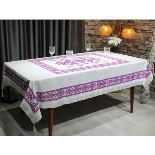 New Season Special Edition Digital Print Carefree Fabric Four Side Striped Suna Rectangle Table Cloth - 8 Different Color Options
