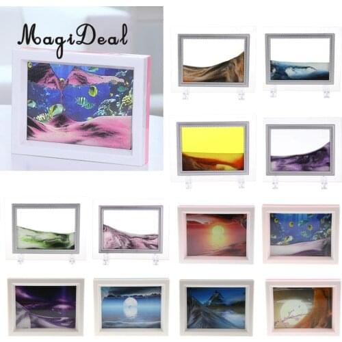 Mix Visual Illusion Floating Liquid Motion Timer Landscape Liquid Sanglass Flowing Sand Drawing Toy Desk Supplies